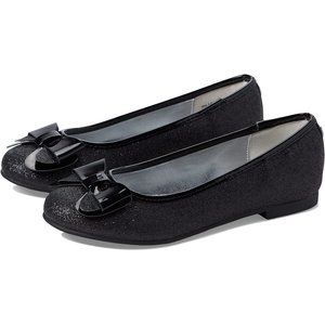 Nina Kenzee Bow Ballet Flats in Black Baby Glitter